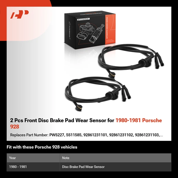 2 Pcs Front Disc Brake Pad Wear Sensor for 1980-1981 Porsche 928