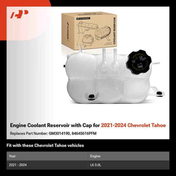 Engine Coolant Reservoir with Cap for 2021-2024 Chevrolet Tahoe