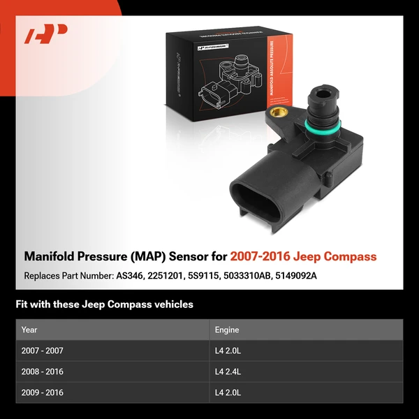 Manifold Pressure (MAP) Sensor for 2007-2016 Jeep Compass