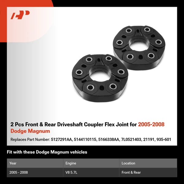 2 Pcs Front & Rear Driveshaft Coupler Flex Joint for 2005-2008 Dodge Magnum