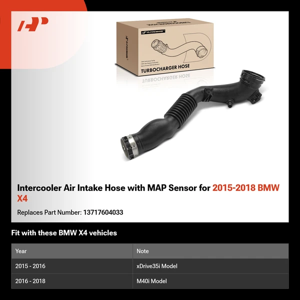 Intercooler Air Intake Hose with MAP Sensor for 2015-2018 BMW X4