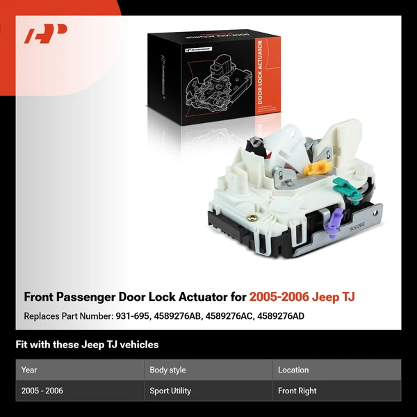 Front Passenger Door Lock Actuator for 2005-2006 Jeep TJ