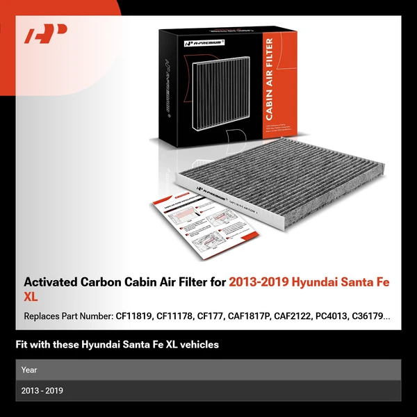 Activated Carbon Cabin Air Filter for 2013-2019 Hyundai Santa Fe XL