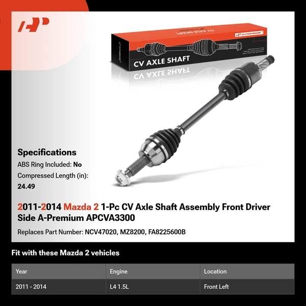 2011-2014 Mazda 2 1-Pc CV Axle Shaft Assembly Front Driver Side A-Premium APCVA3300