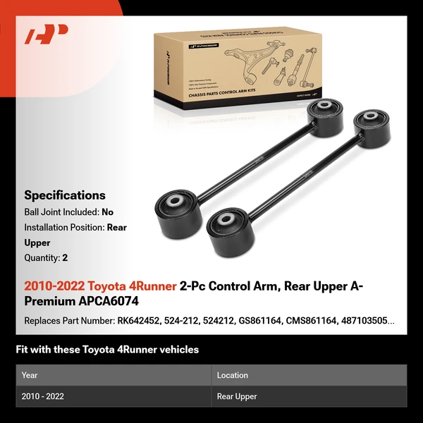 2010-2022 Toyota 4Runner 2-Pc Control Arm, Rear Upper A-Premium APCA6074