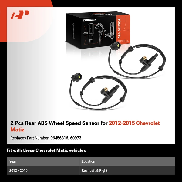 2 Pcs Rear ABS Wheel Speed Sensor for 2012-2015 Chevrolet Matiz