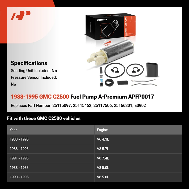 1988-1995 GMC C2500 Fuel Pump A-Premium APFP0017