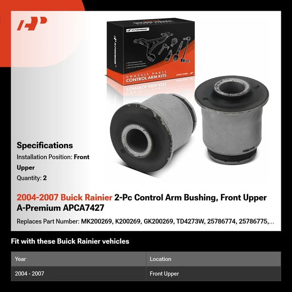 2004-2007 Buick Rainier 2-Pc Control Arm Bushing, Front Upper A-Premium APCA7427