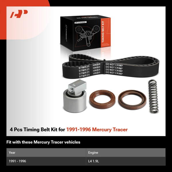 4 Pcs Timing Belt Kit for 1991-1996 Mercury Tracer