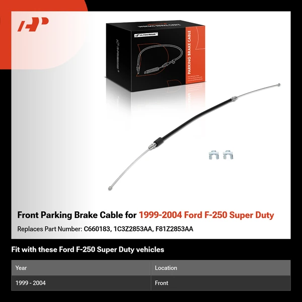 Front Parking Brake Cable for 1999-2004 Ford F-250 Super Duty