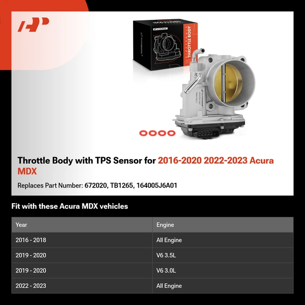 Throttle Body with TPS Sensor for 2016-2020 2022-2023 Acura MDX