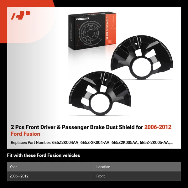 2 Pcs Front Driver & Passenger Brake Dust Shield for 2006-2012 Ford Fusion