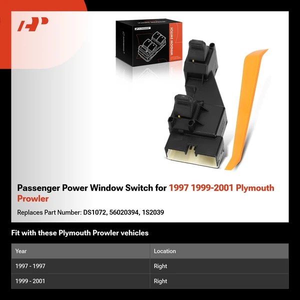 Passenger Power Window Switch for 1997 1999-2001 Plymouth Prowler