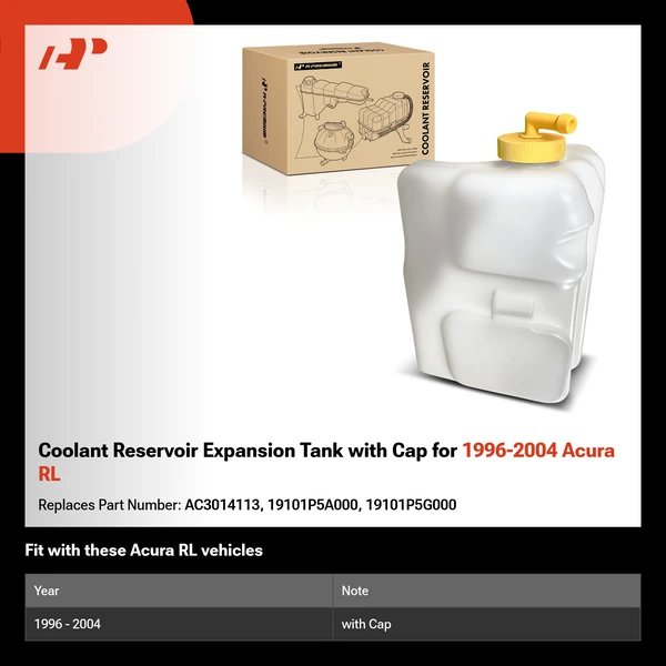 Coolant Reservoir Expansion Tank with Cap for 1996-2004 Acura RL