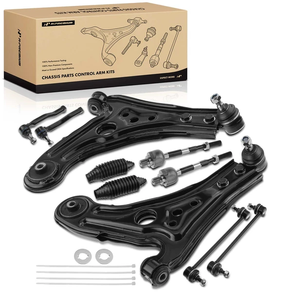 2010 Pontiac G3 A Set of 10 Control Arm Ball Joint Tie Rod and Sway Bar Link Kit Front Side A-Premium APCA3466