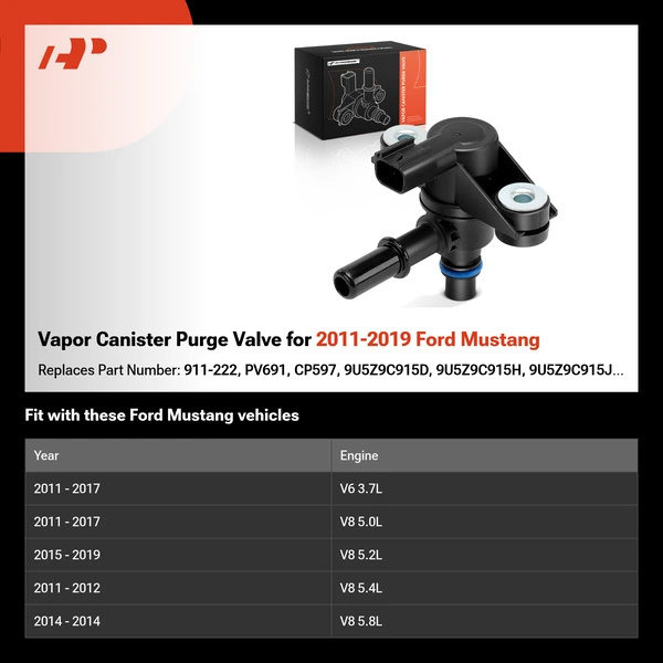 Vapor Canister Purge Valve for 2011-2019 Ford Mustang