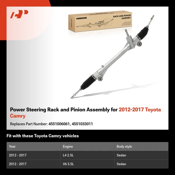 Power Steering Rack and Pinion Assembly for 2012-2017 Toyota Camry