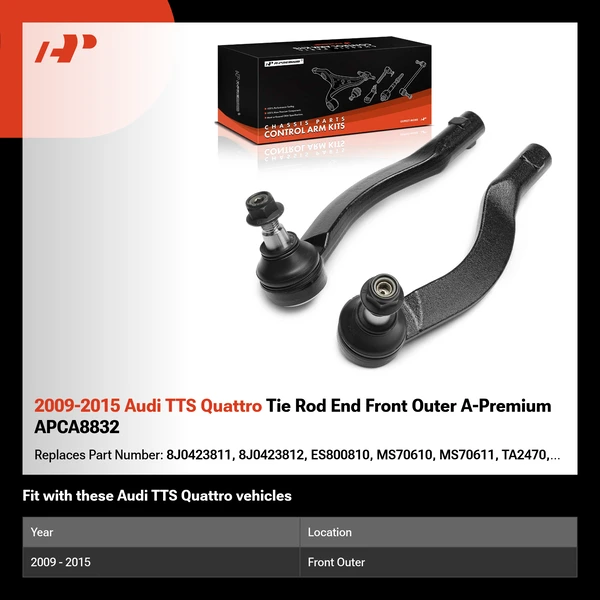 2009-2015 Audi TTS Quattro Tie Rod End Front Outer A-Premium APCA8832
