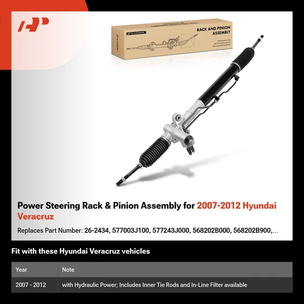 Power Steering Rack & Pinion Assembly for 2007-2012 Hyundai Veracruz