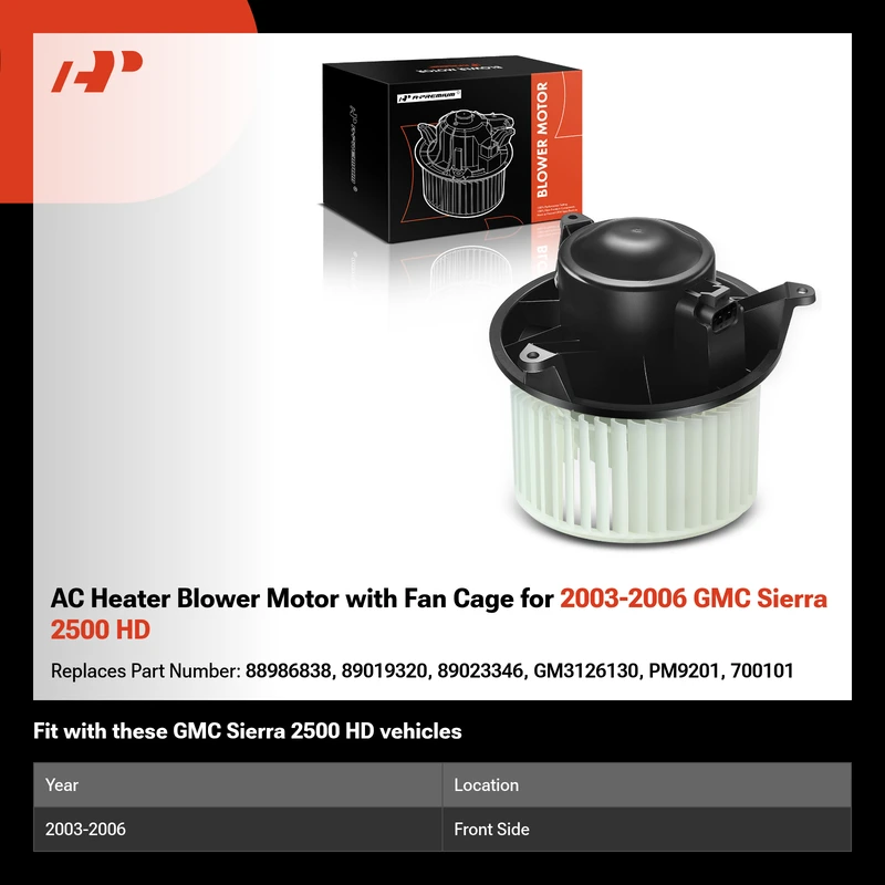 AC Heater Blower Motor with Fan Cage for 2003-2006 GMC Sierra 2500 HD