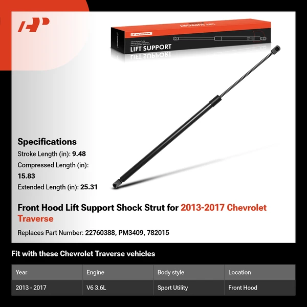 Front Hood Lift Support Shock Strut for 2013-2017 Chevrolet Traverse