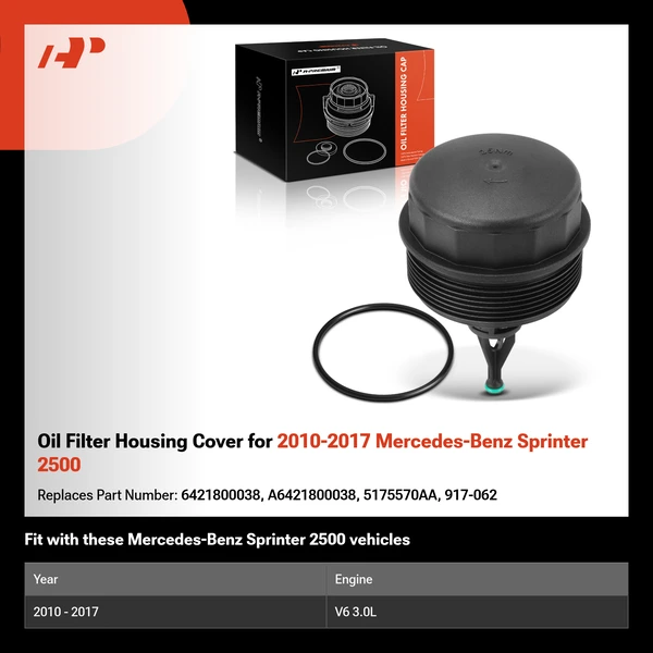 Oil Filter Housing Cover for 2010-2017 Mercedes-Benz Sprinter 2500