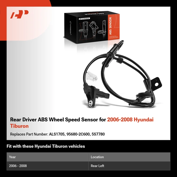 Rear Driver ABS Wheel Speed Sensor for 2006-2008 Hyundai Tiburon
