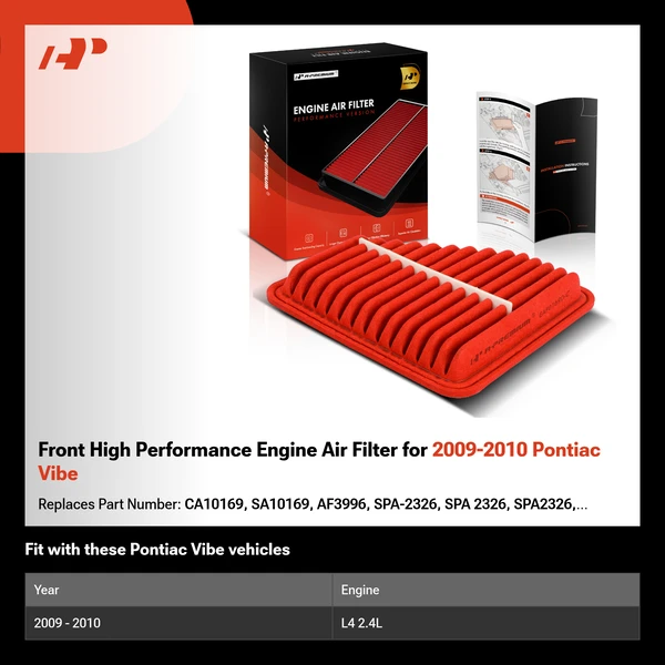 Front High Performance Engine Air Filter for 2009-2010 Pontiac Vibe