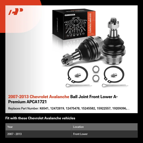 2007-2013 Chevrolet Avalanche Ball Joint Front Lower A-Premium APCA1721