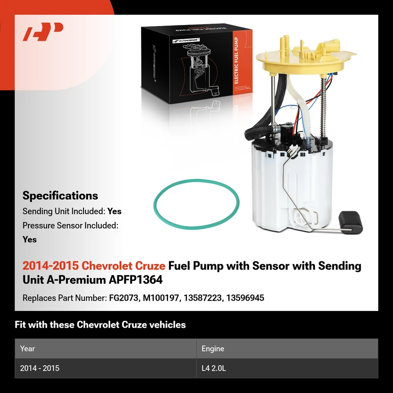 2014-2015 Chevrolet Cruze Fuel Pump with Sensor with Sending Unit A-Premium APFP1364
