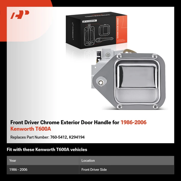 Front Driver Chrome Exterior Door Handle for 1986-2006 Kenworth T600A