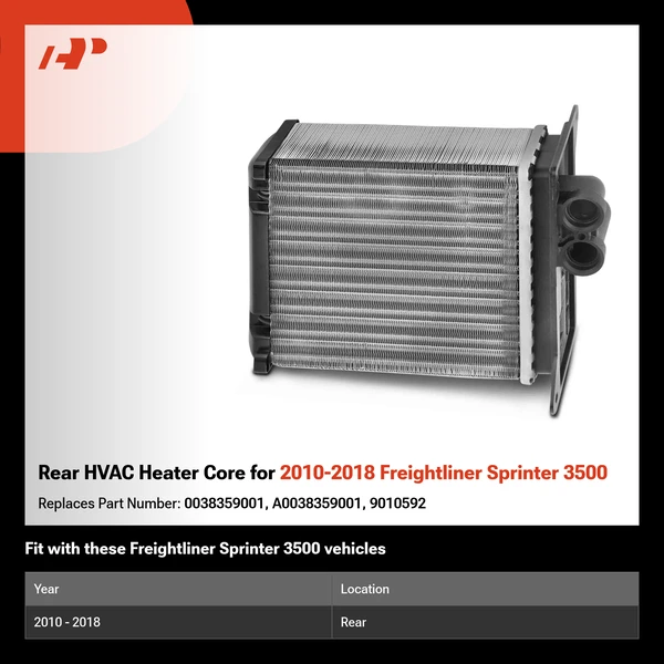 Rear HVAC Heater Core for 2010-2018 Freightliner Sprinter 3500