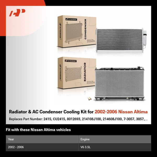 Radiator & AC Condenser Cooling Kit for 2002-2006 Nissan Altima