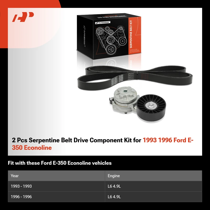 2 Pcs Serpentine Belt Drive Component Kit for 1993 1996 Ford E-350 Econoline