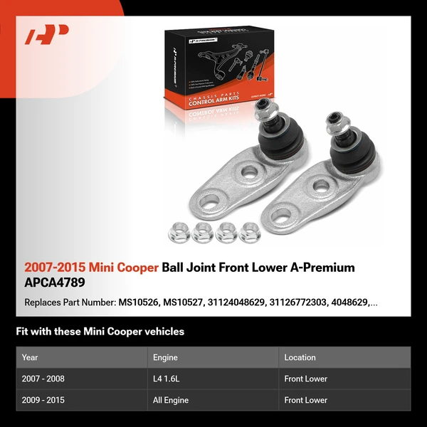 2007-2015 Mini Cooper Ball Joint Front Lower A-Premium APCA4789