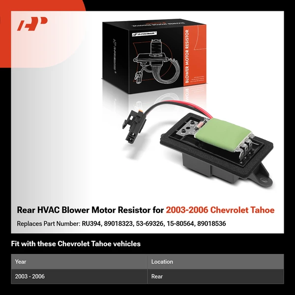 Rear HVAC Blower Motor Resistor for 2003-2006 Chevrolet Tahoe