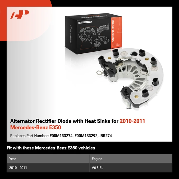 Alternator Rectifier Diode with Heat Sinks for 2010-2011 Mercedes-Benz E350