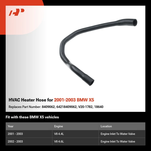 HVAC Heater Hose for 2001-2003 BMW X5