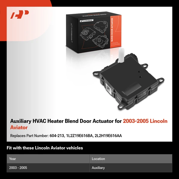 Auxiliary HVAC Heater Blend Door Actuator for 2003-2005 Lincoln Aviator