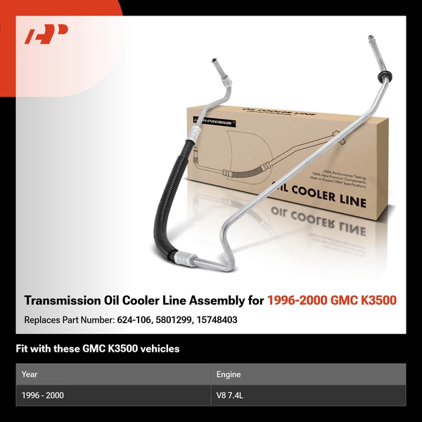 Transmission Oil Cooler Line Assembly for 1996-2000 GMC K3500