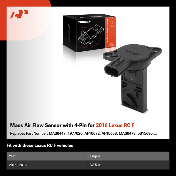 Mass Air Flow Sensor with 4-Pin for 2016 Lexus RC F