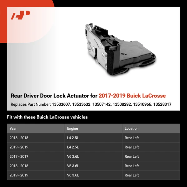 Rear Driver Door Lock Actuator for 2017-2019 Buick LaCrosse