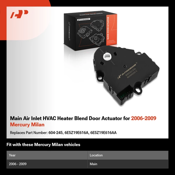 Main Air Inlet HVAC Heater Blend Door Actuator for 2006-2009 Mercury Milan