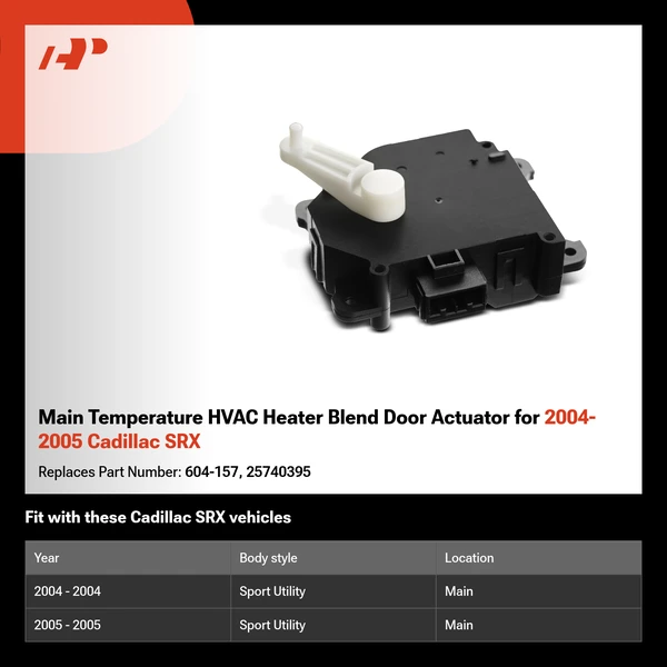 Main Temperature HVAC Heater Blend Door Actuator for 2004-2005 Cadillac SRX