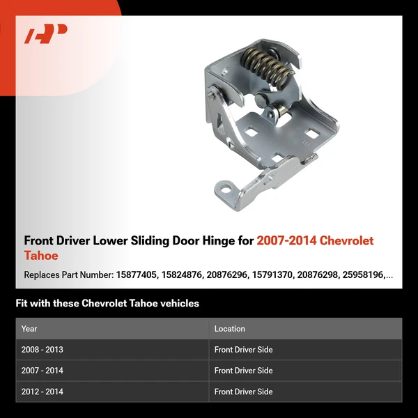 Front Driver Lower Sliding Door Hinge for 2007-2014 Chevrolet Tahoe