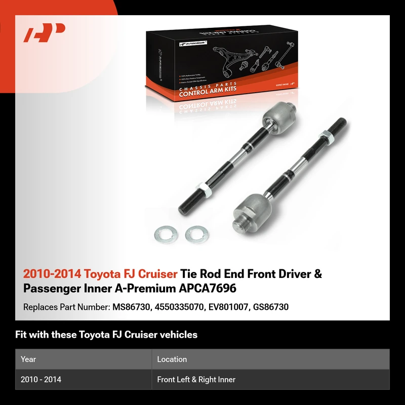 2010-2014 Toyota FJ Cruiser Tie Rod End Front Driver & Passenger Inner A-Premium APCA7696