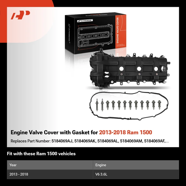 Engine Valve Cover with Gasket for 2013-2018 Ram 1500