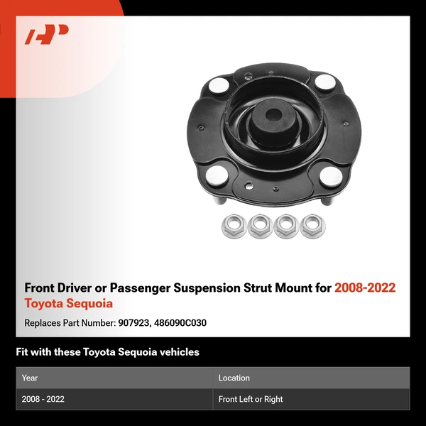 Front Driver or Passenger Suspension Strut Mount for 2008-2022 Toyota Sequoia