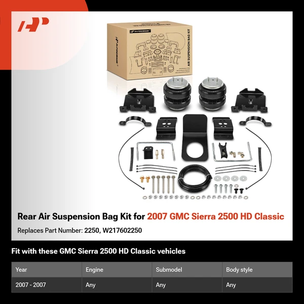 Rear Air Suspension Bag Kit for 2007 GMC Sierra 2500 HD Classic
