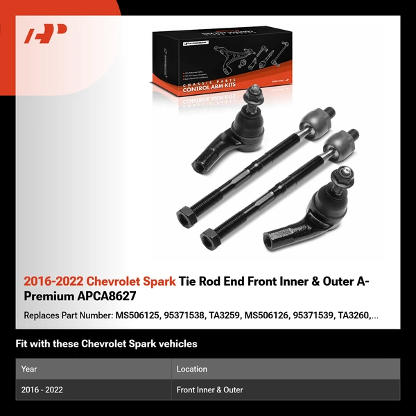 2016-2022 Chevrolet Spark Tie Rod End Front Inner & Outer A-Premium APCA8627
